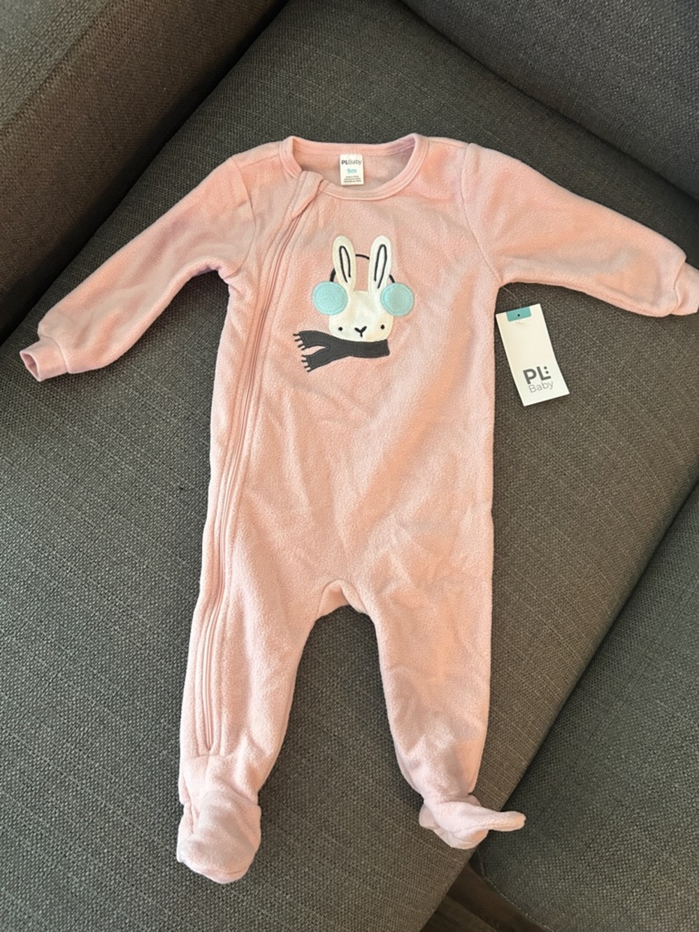 PL Baby Pink Bunny Footed One-Piece for Infants